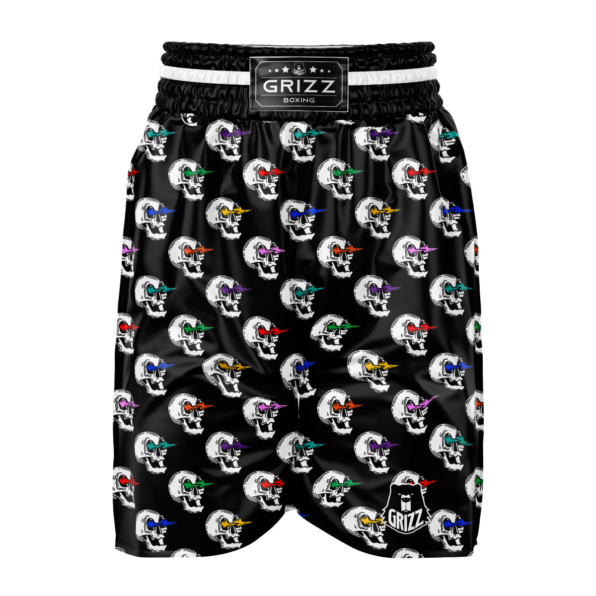 Lightning Skull Print Pattern Boxing Shorts-grizzshop