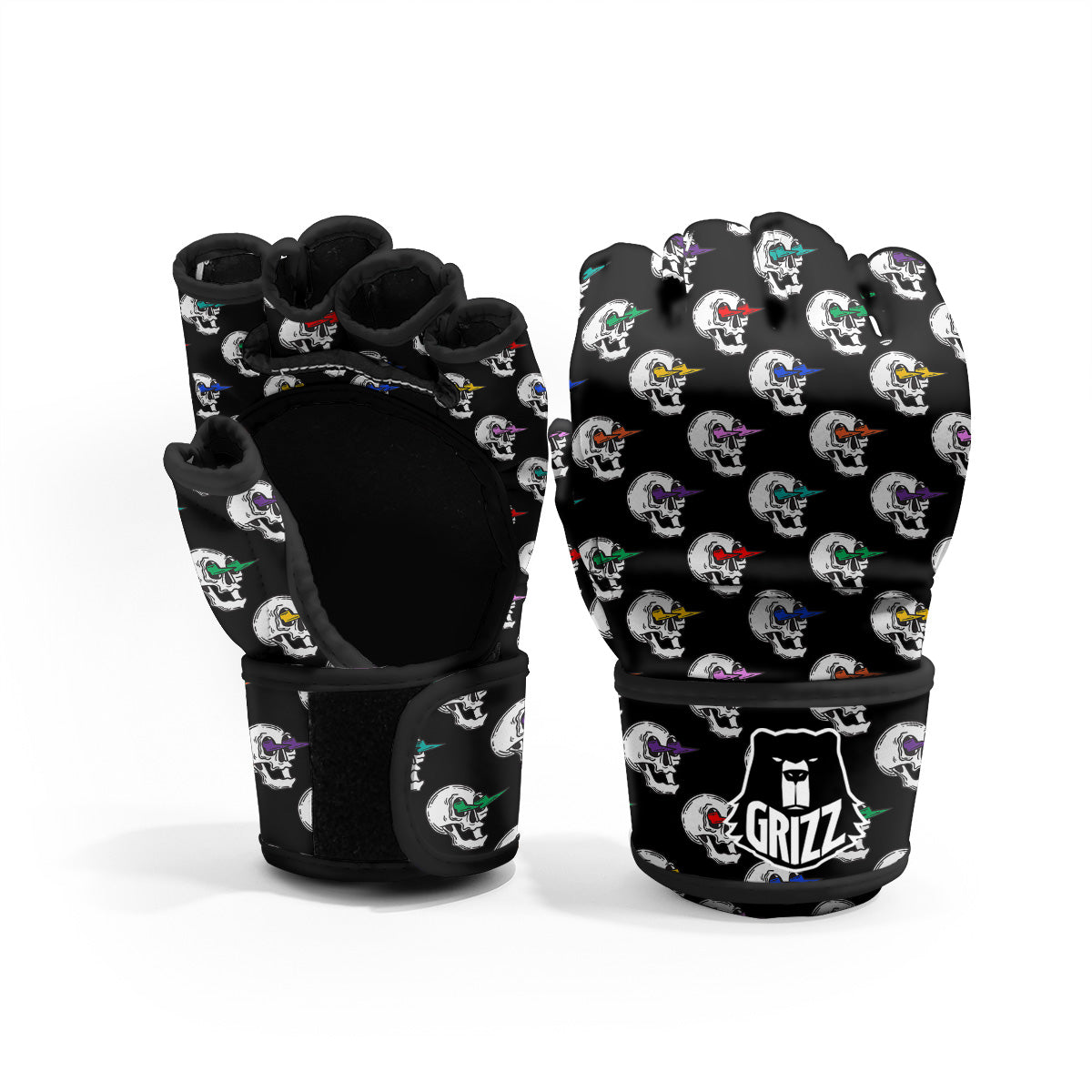 Lightning Skull Print Pattern MMA Gloves-grizzshop