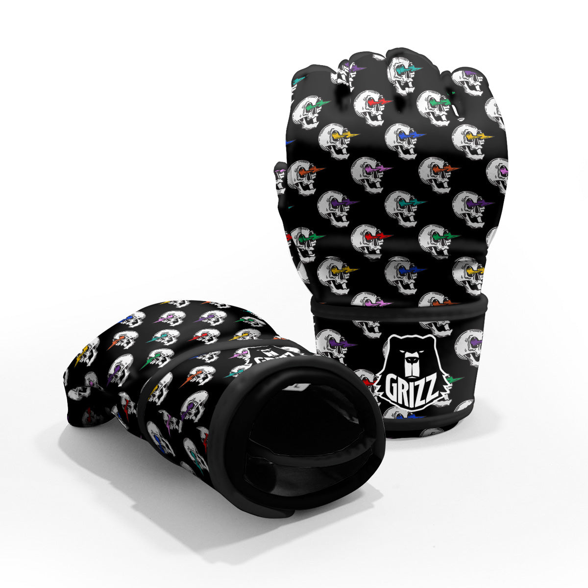 Lightning Skull Print Pattern MMA Gloves-grizzshop
