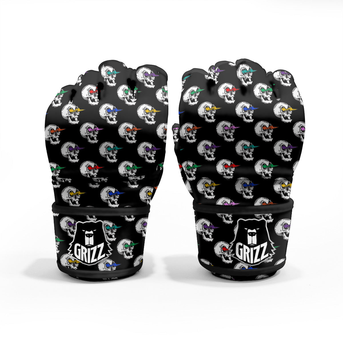 Lightning Skull Print Pattern MMA Gloves-grizzshop