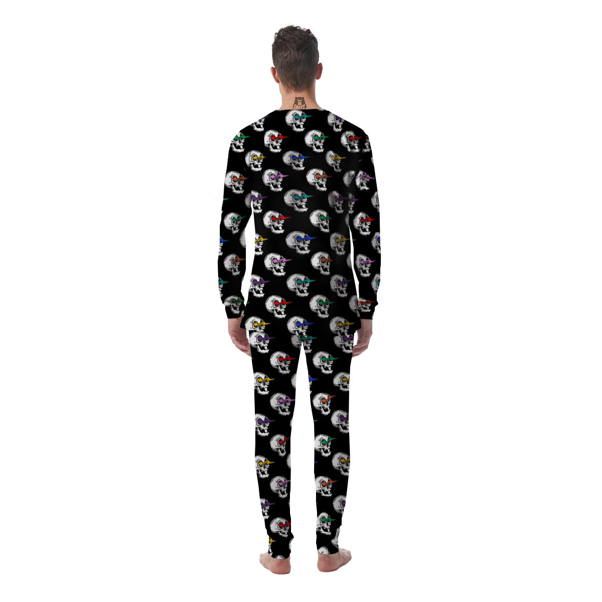 Lightning Skull Print Pattern Men's Pajamas-grizzshop