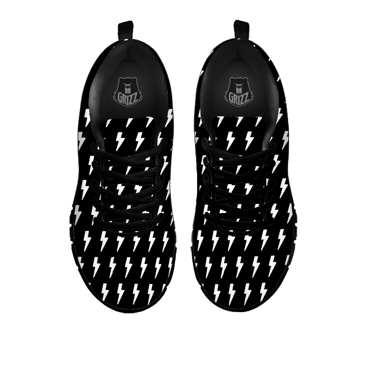 Lightning White And Black Print Pattern Black Sneaker-grizzshop