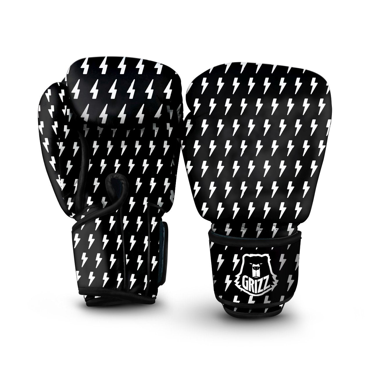 Lightning White And Black Print Pattern Boxing Gloves-grizzshop