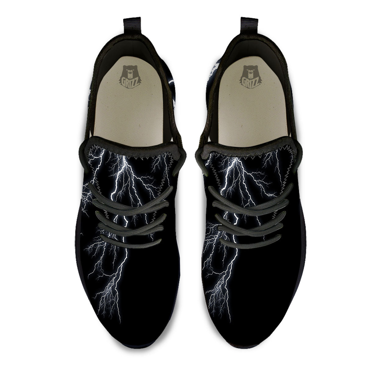 Lightning White Electric Print Black Athletic Shoes-grizzshop