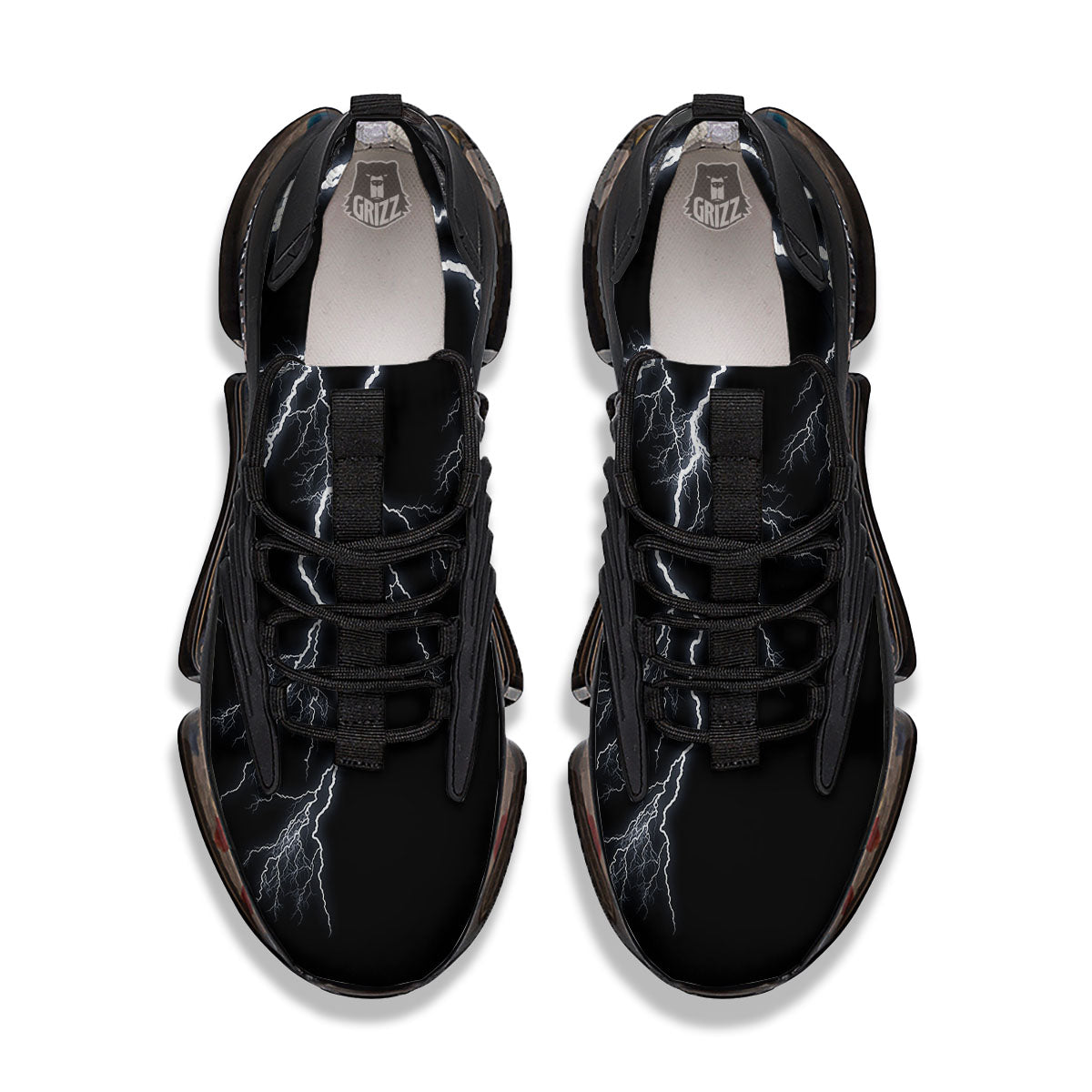 Lightning White Electric Print Black Gym Shoes-grizzshop