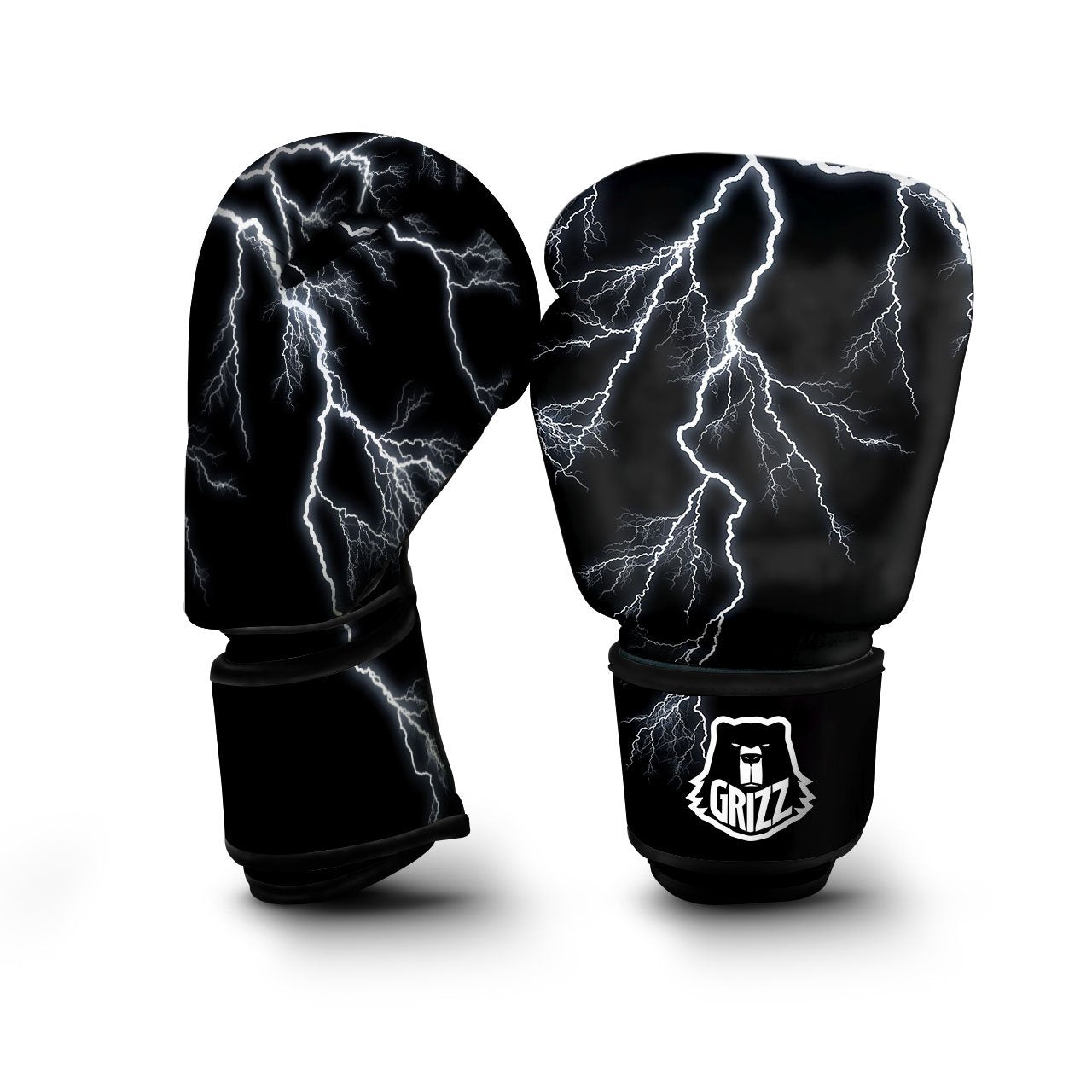 Lightning White Electric Print Boxing Gloves-grizzshop