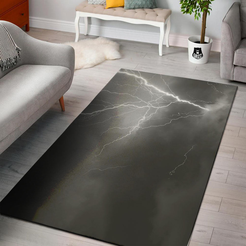 Lightning White Print Floor Mat-grizzshop
