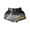 Lightning White Print Muay Thai Boxing Shorts-grizzshop