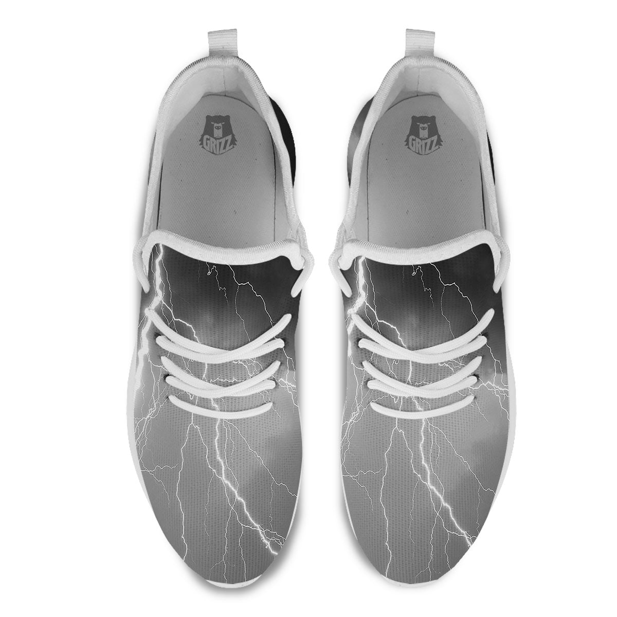 Lightning White Print White Athletic Shoes-grizzshop