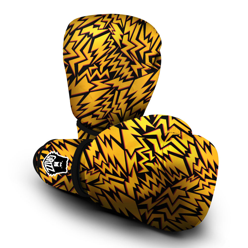 Lightning Yellow And Black Print Pattern Boxing Gloves-grizzshop