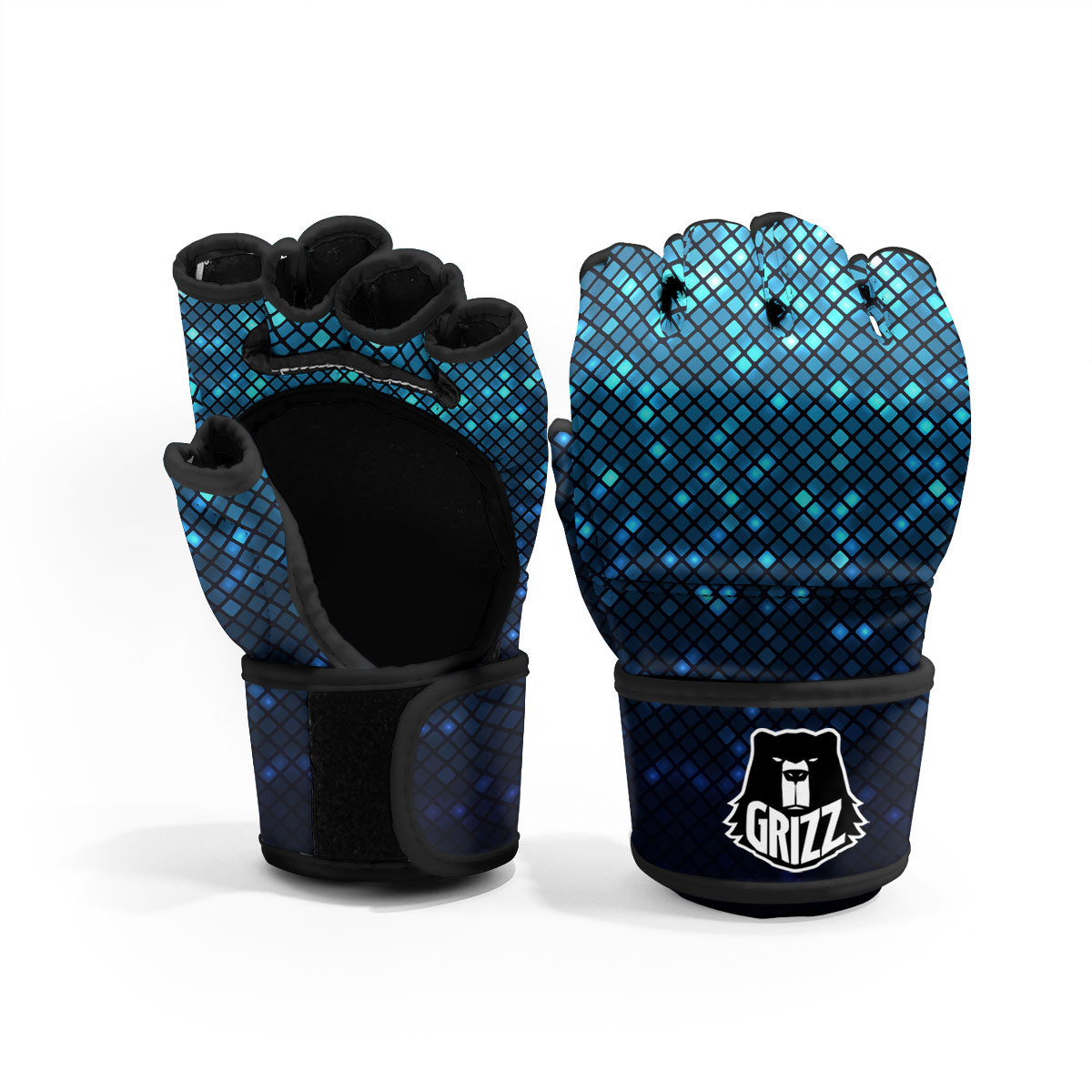Lights Blue Disco Print Pattern MMA Gloves-grizzshop