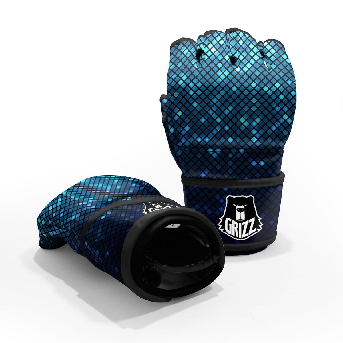 Lights Blue Disco Print Pattern MMA Gloves-grizzshop