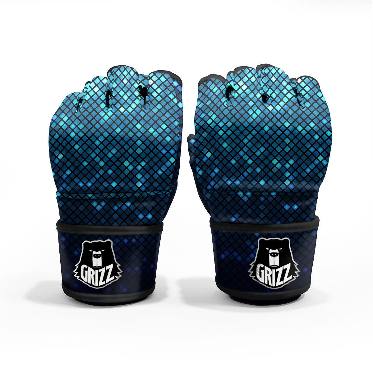 Lights Blue Disco Print Pattern MMA Gloves-grizzshop