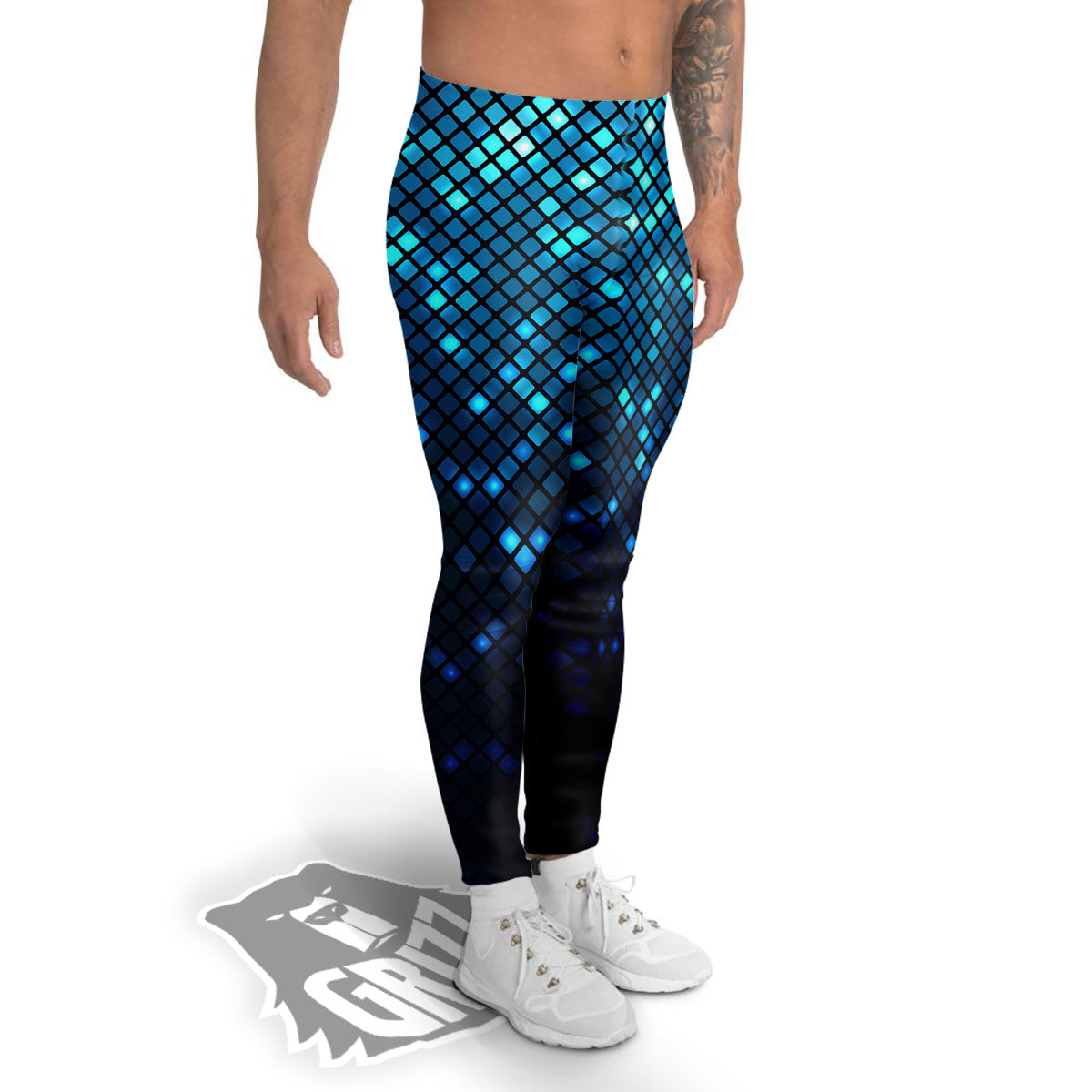 Lights Blue Disco Print Pattern Men's Leggings-grizzshop