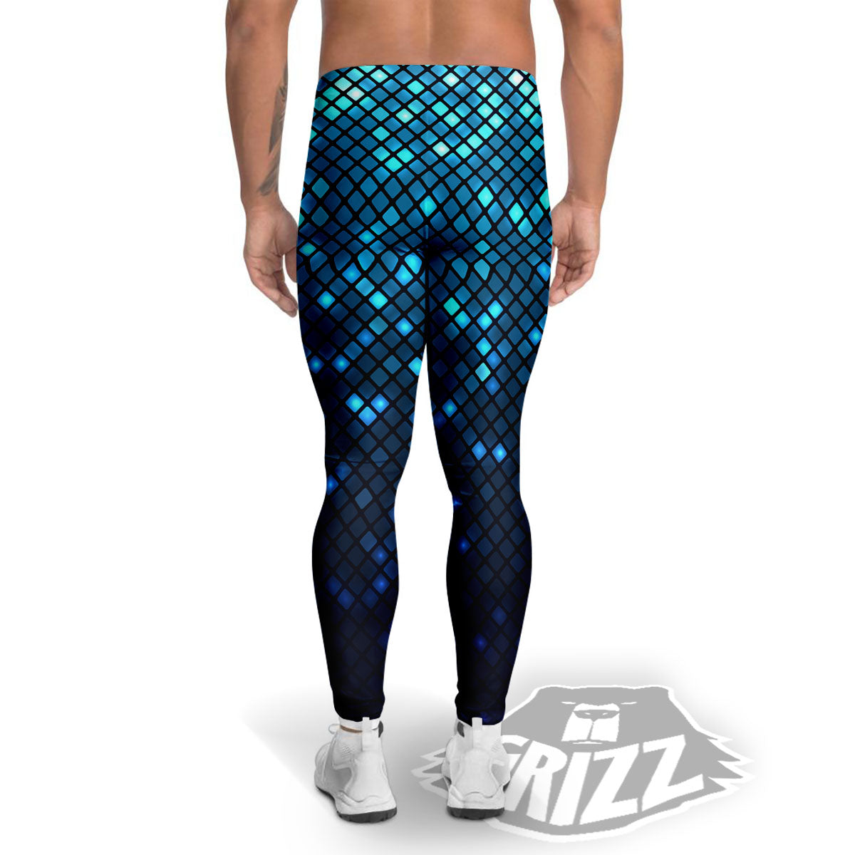 Lights Blue Disco Print Pattern Men's Leggings-grizzshop