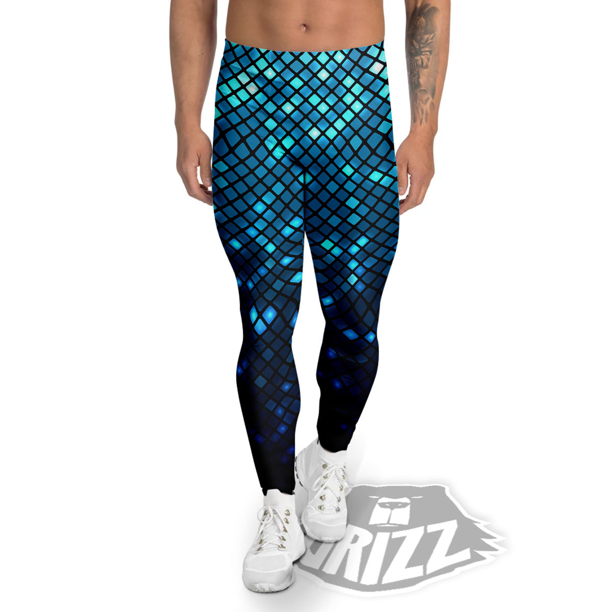 Lights Blue Disco Print Pattern Men's Leggings-grizzshop