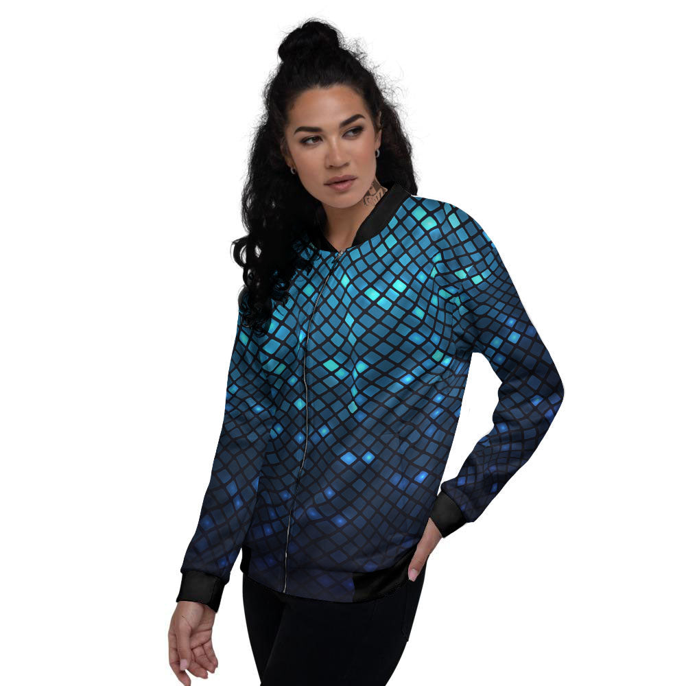 Lights Blue Disco Print Pattern Women's Bomber Jacket-grizzshop