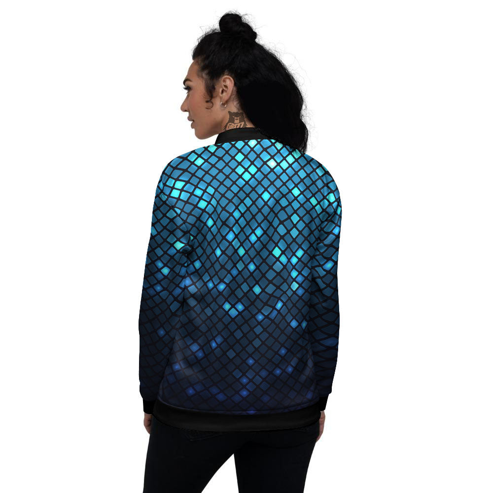 Lights Blue Disco Print Pattern Women's Bomber Jacket-grizzshop