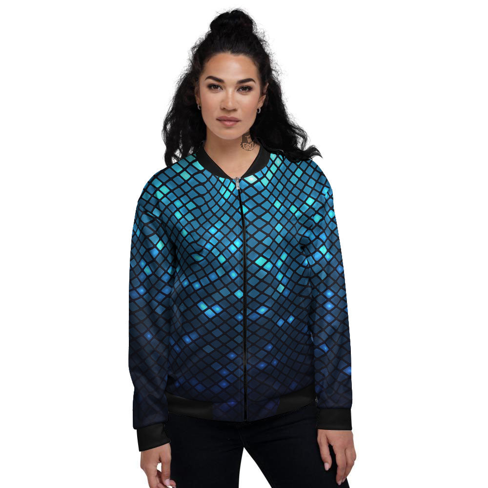 Lights Blue Disco Print Pattern Women's Bomber Jacket-grizzshop