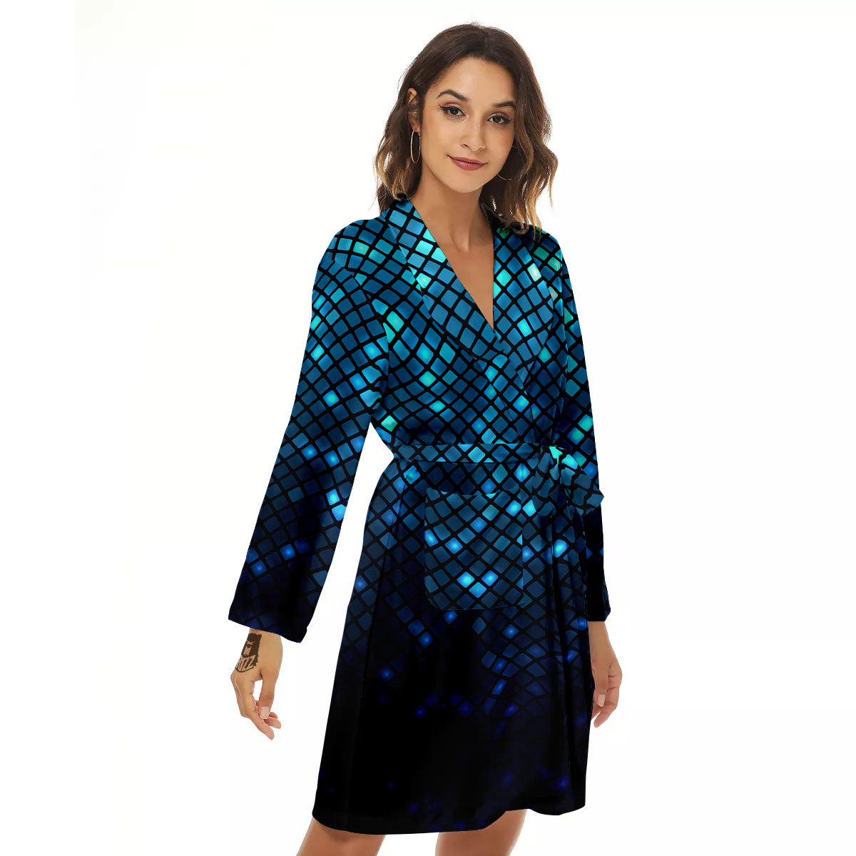 Lights Blue Disco Print Pattern Women's Robe-grizzshop