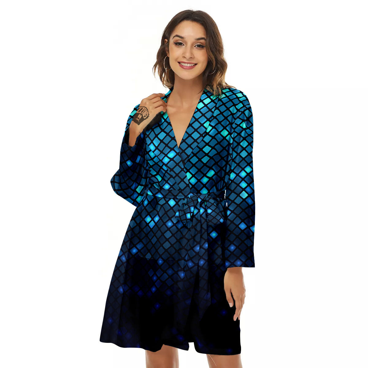 Lights Blue Disco Print Pattern Women's Robe-grizzshop
