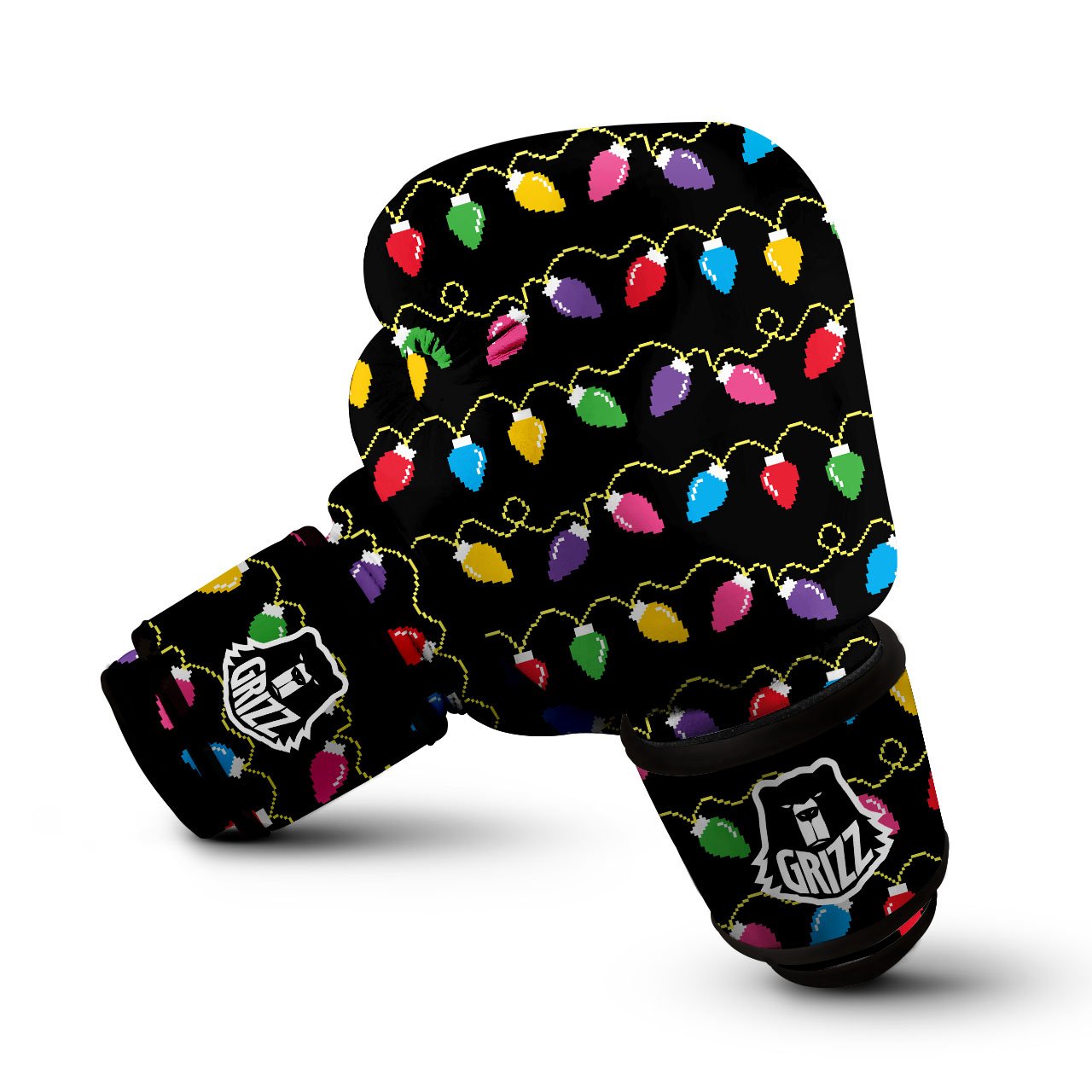 Lights Christmas Pixel Print Pattern Boxing Gloves-grizzshop