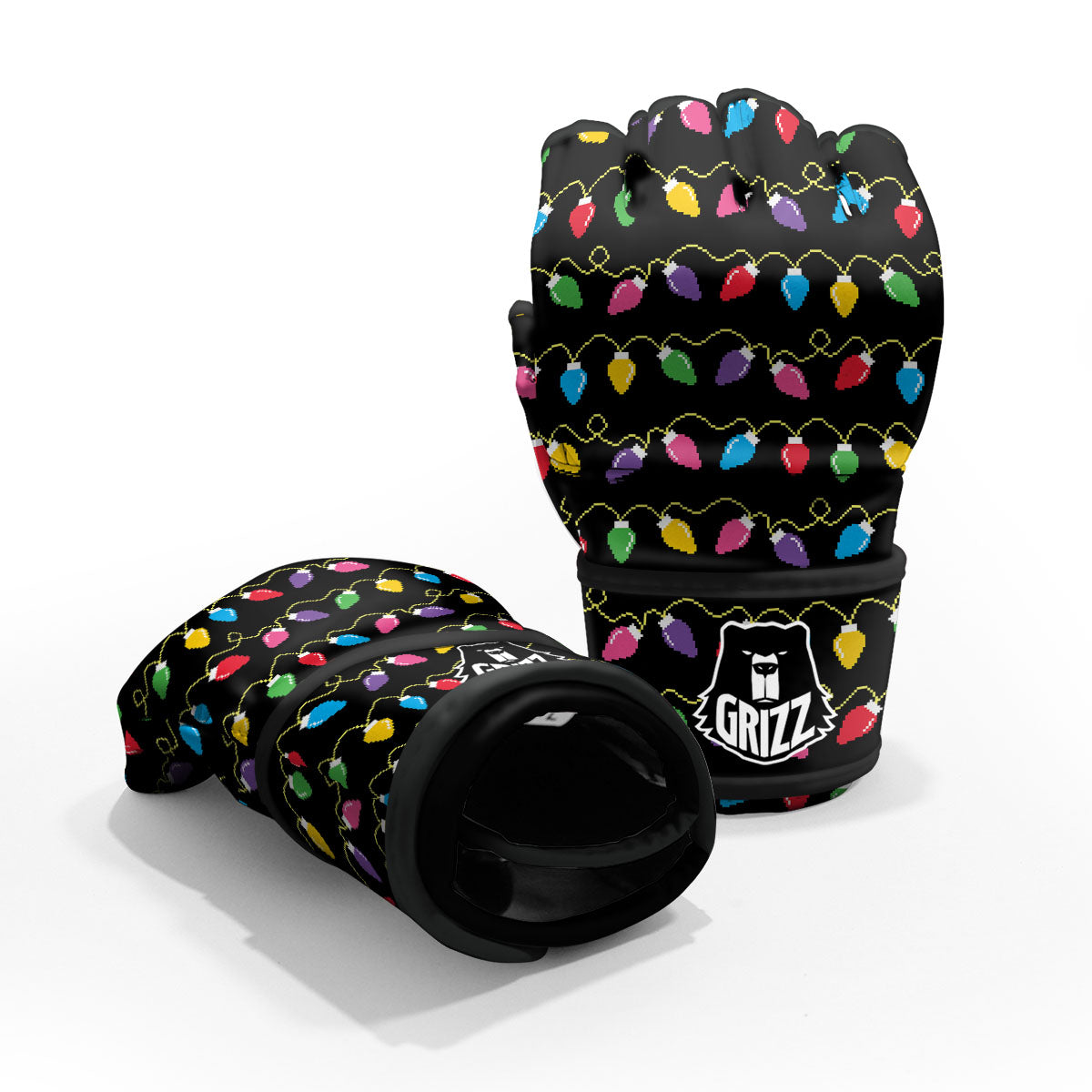 Lights Christmas Pixel Print Pattern MMA Gloves-grizzshop