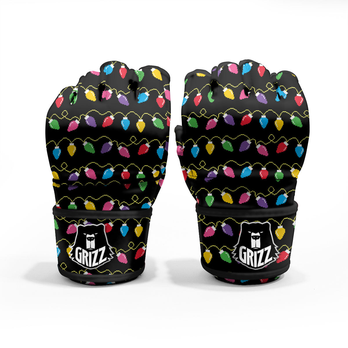 Lights Christmas Pixel Print Pattern MMA Gloves-grizzshop