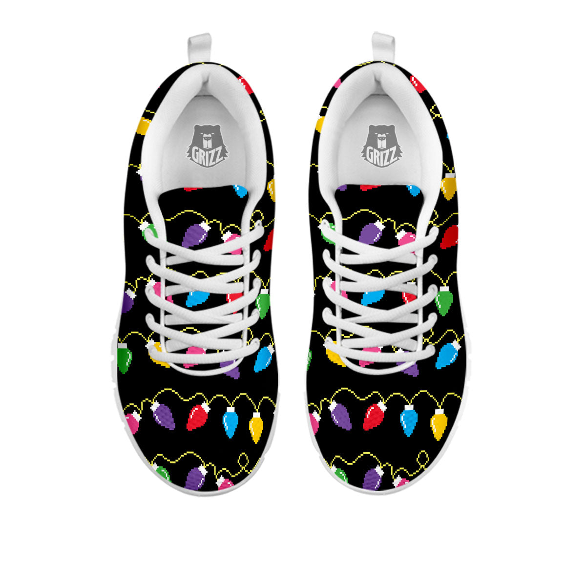 Lights Christmas Pixel Print Pattern White Sneaker-grizzshop