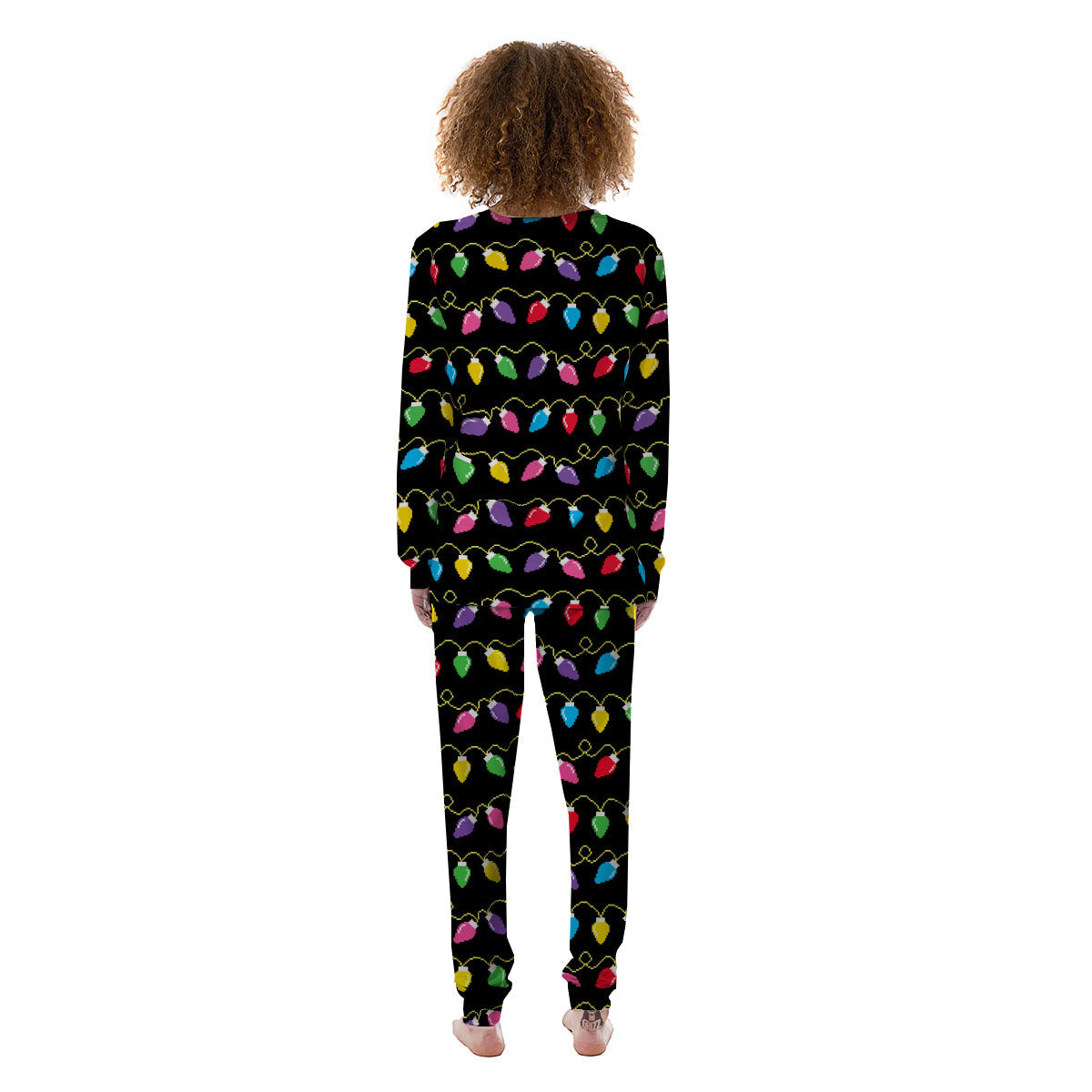 Lights Christmas Pixel Print Pattern Women's Pajamas-grizzshop