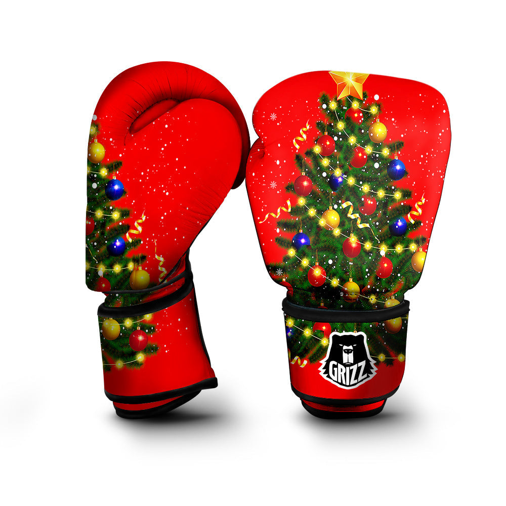 Lights Christmas Tree Print Boxing Gloves-grizzshop