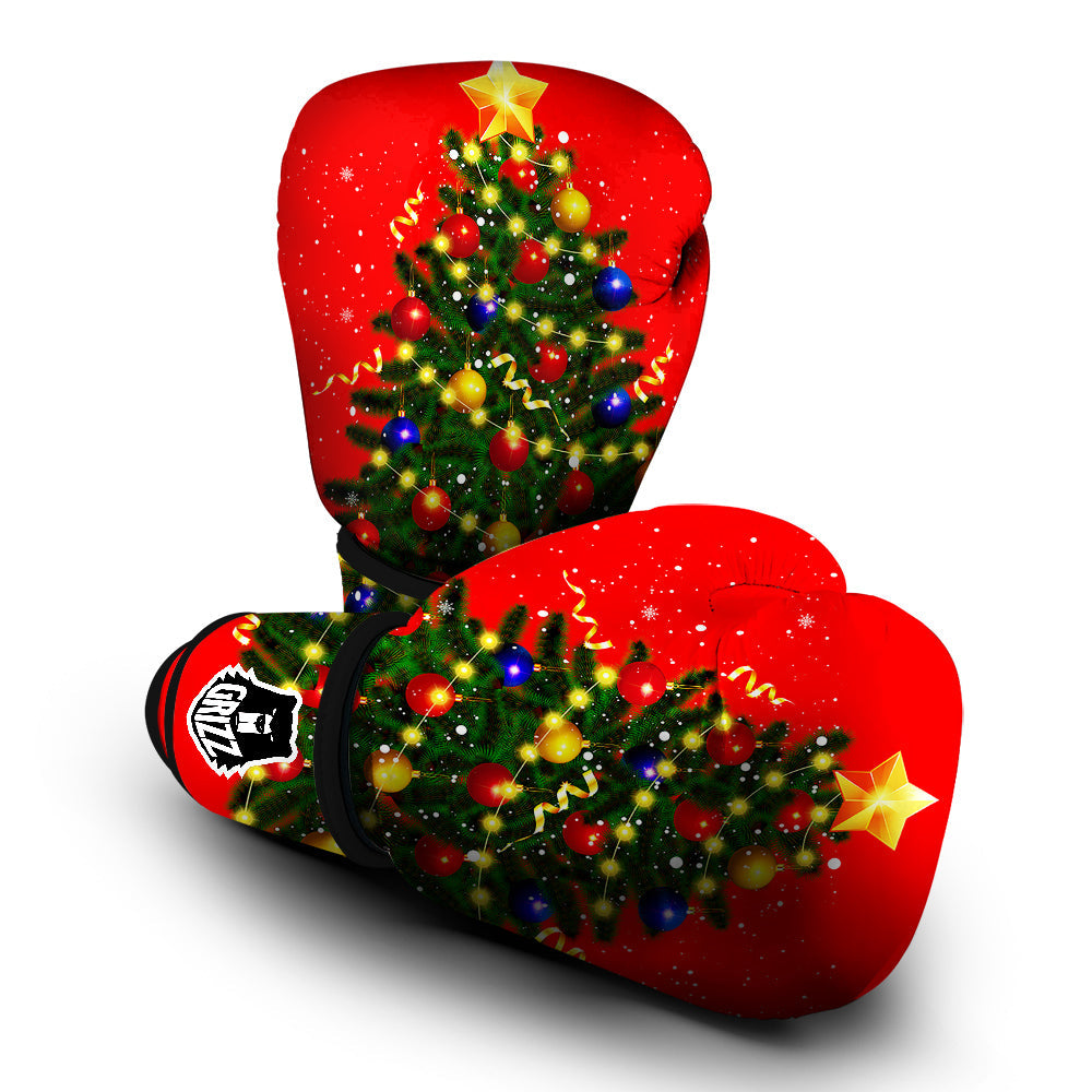 Lights Christmas Tree Print Boxing Gloves-grizzshop