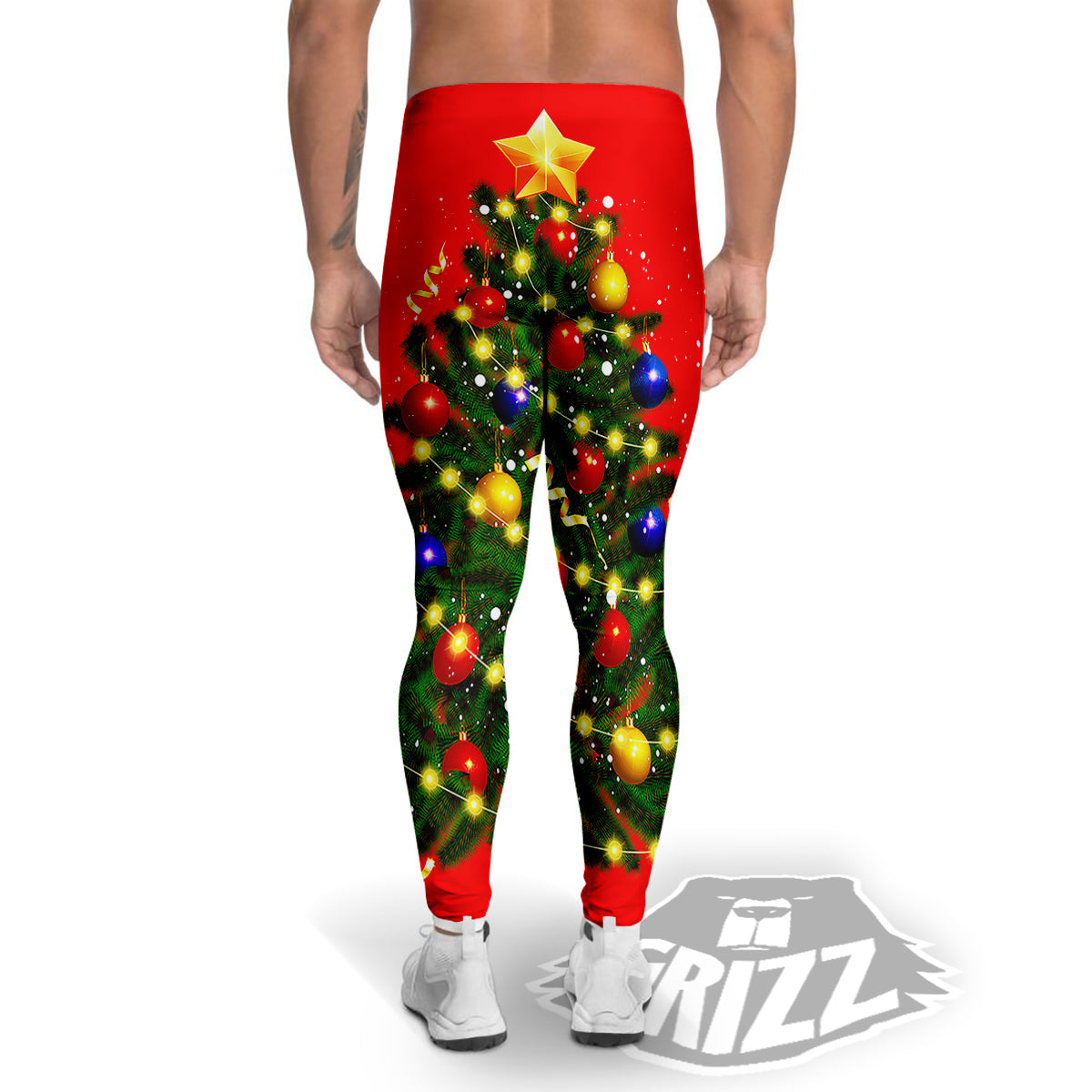 Lights Christmas Tree Print Men's Leggings-grizzshop