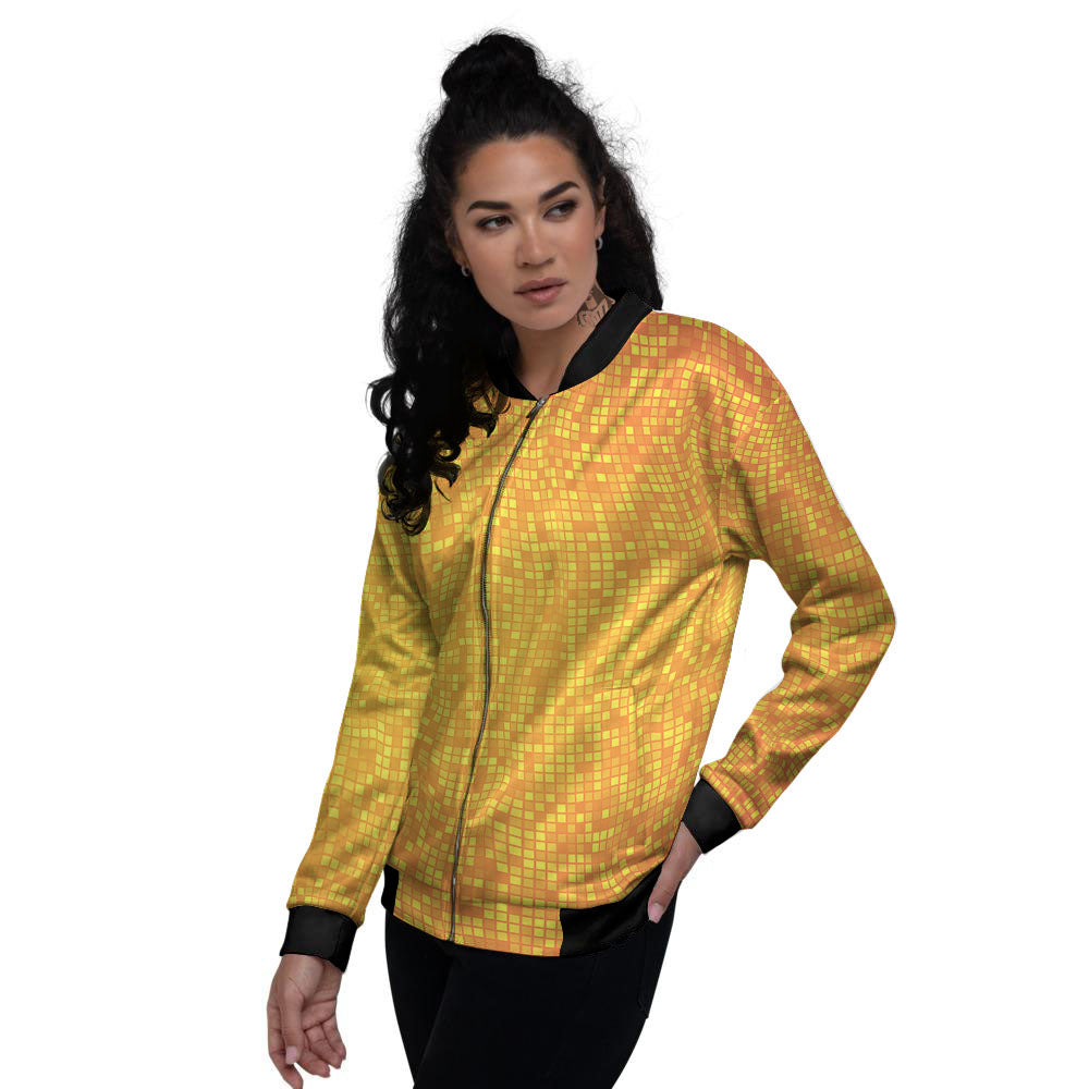 Lights Disco Yellow Print Pattern Women's Bomber Jacket-grizzshop