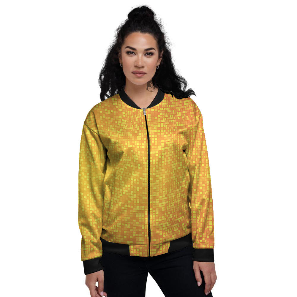 Lights Disco Yellow Print Pattern Women's Bomber Jacket-grizzshop