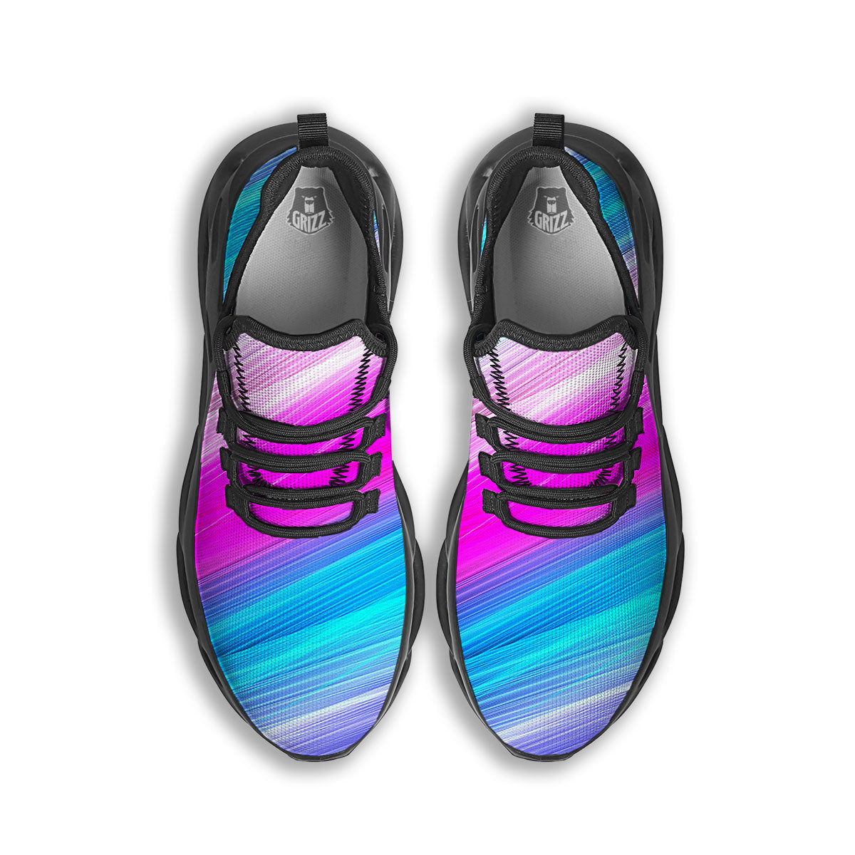 Lights Speed Teal And Pink Print Black Running Shoes-grizzshop