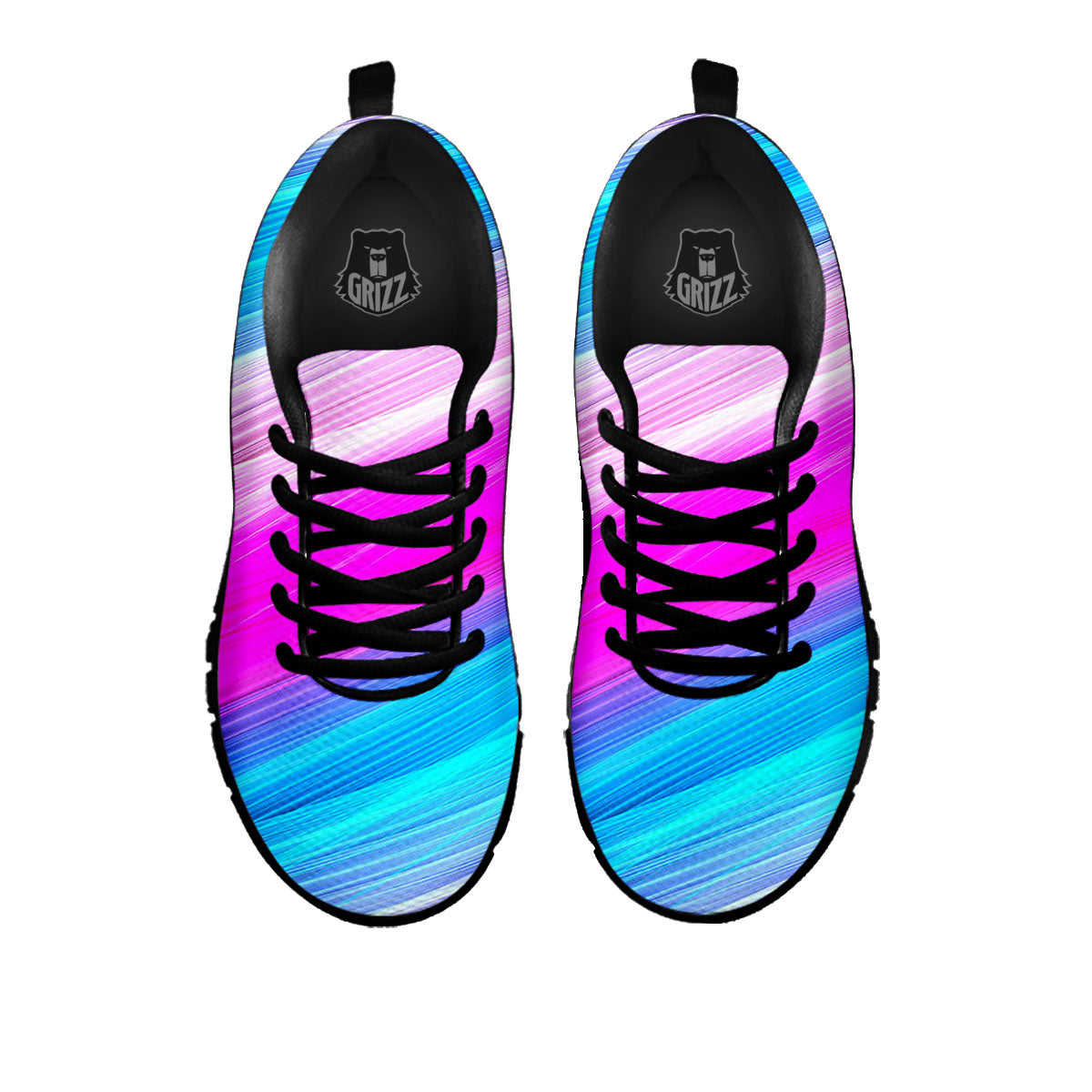 Lights Speed Teal And Pink Print Black Sneaker-grizzshop