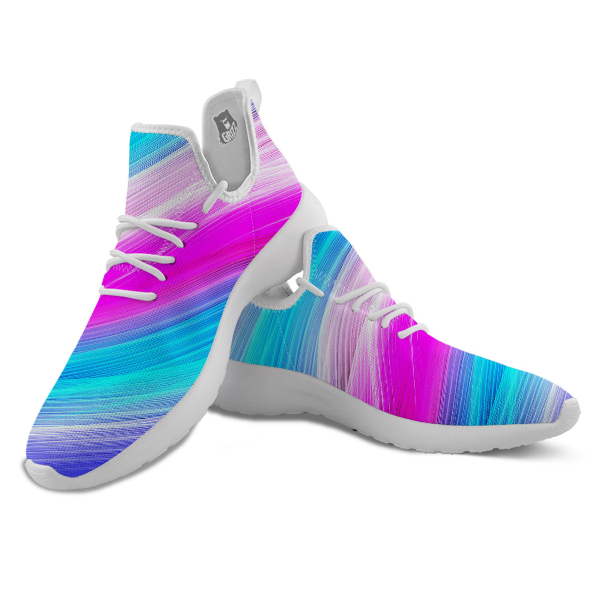 Lights Speed Teal And Pink Print White Athletic Shoes-grizzshop