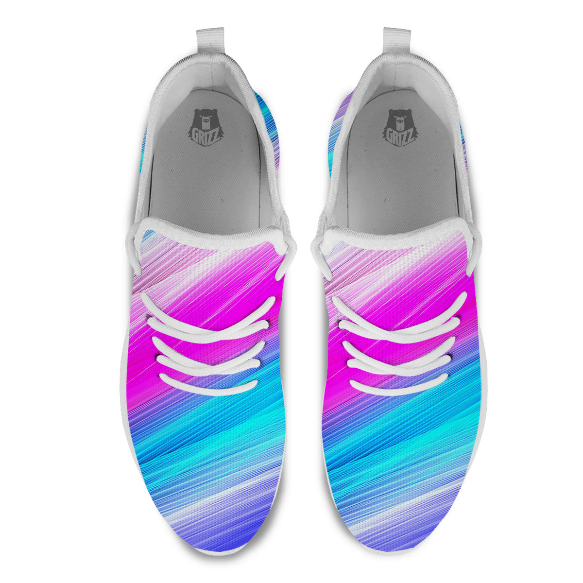 Lights Speed Teal And Pink Print White Athletic Shoes-grizzshop