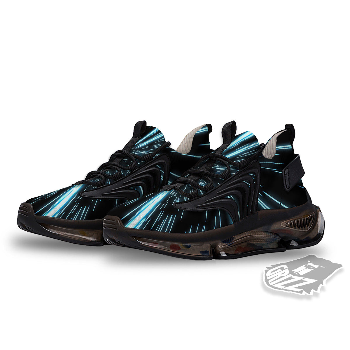 Lightspeed Blue Print Black Gym Shoes-grizzshop
