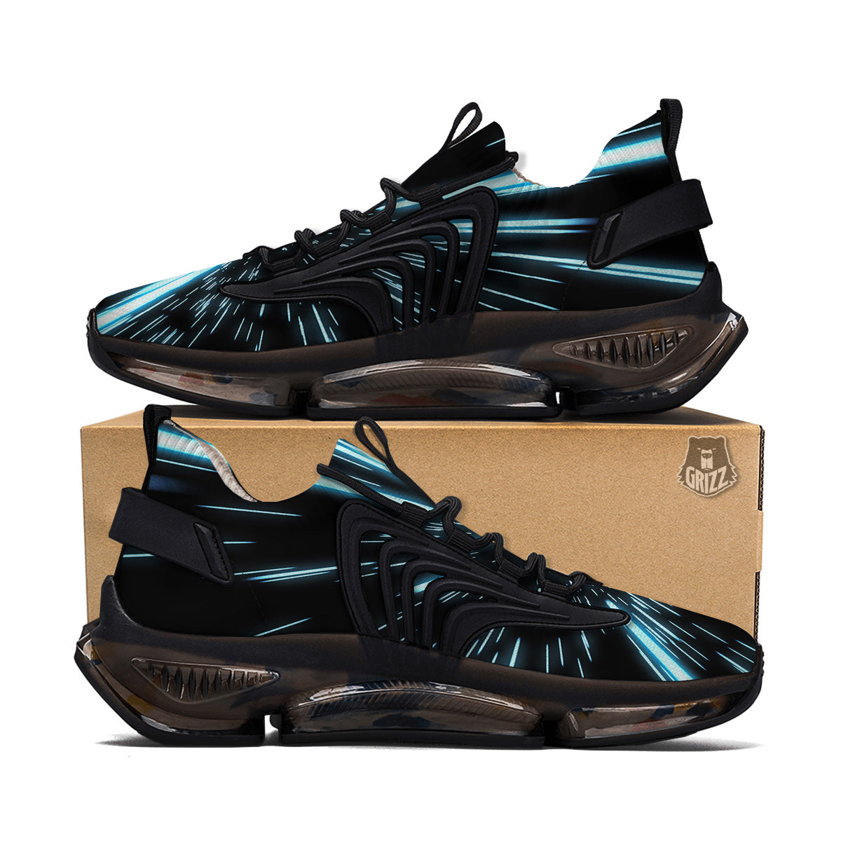 Lightspeed Blue Print Black Gym Shoes-grizzshop