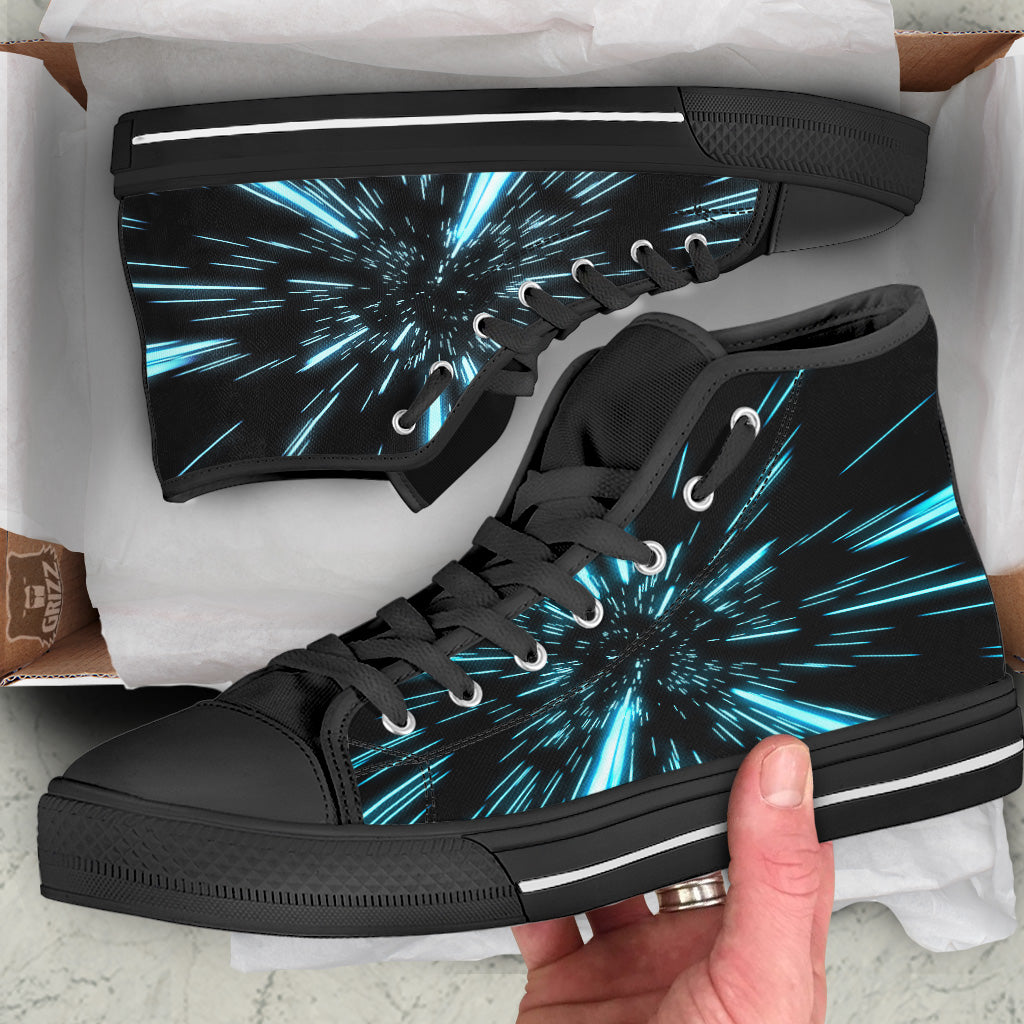 Lightspeed Blue Print Black High Top Shoes-grizzshop