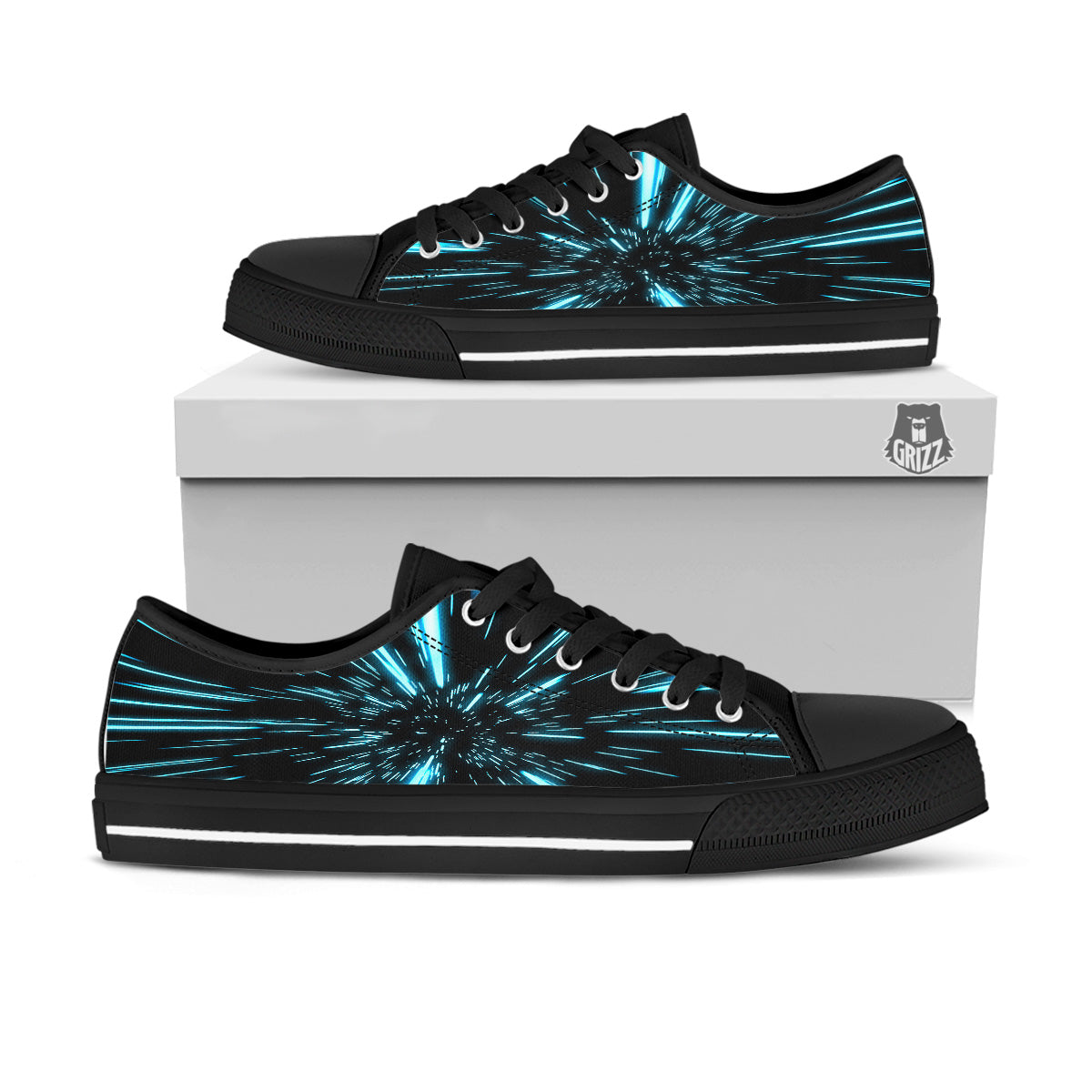 Lightspeed Blue Print Black Low Top Shoes-grizzshop