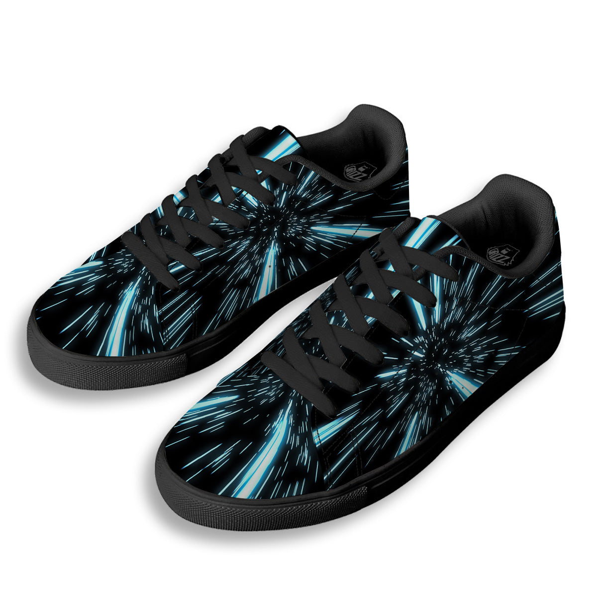 Lightspeed Blue Print Black Low Top Sneakers-grizzshop