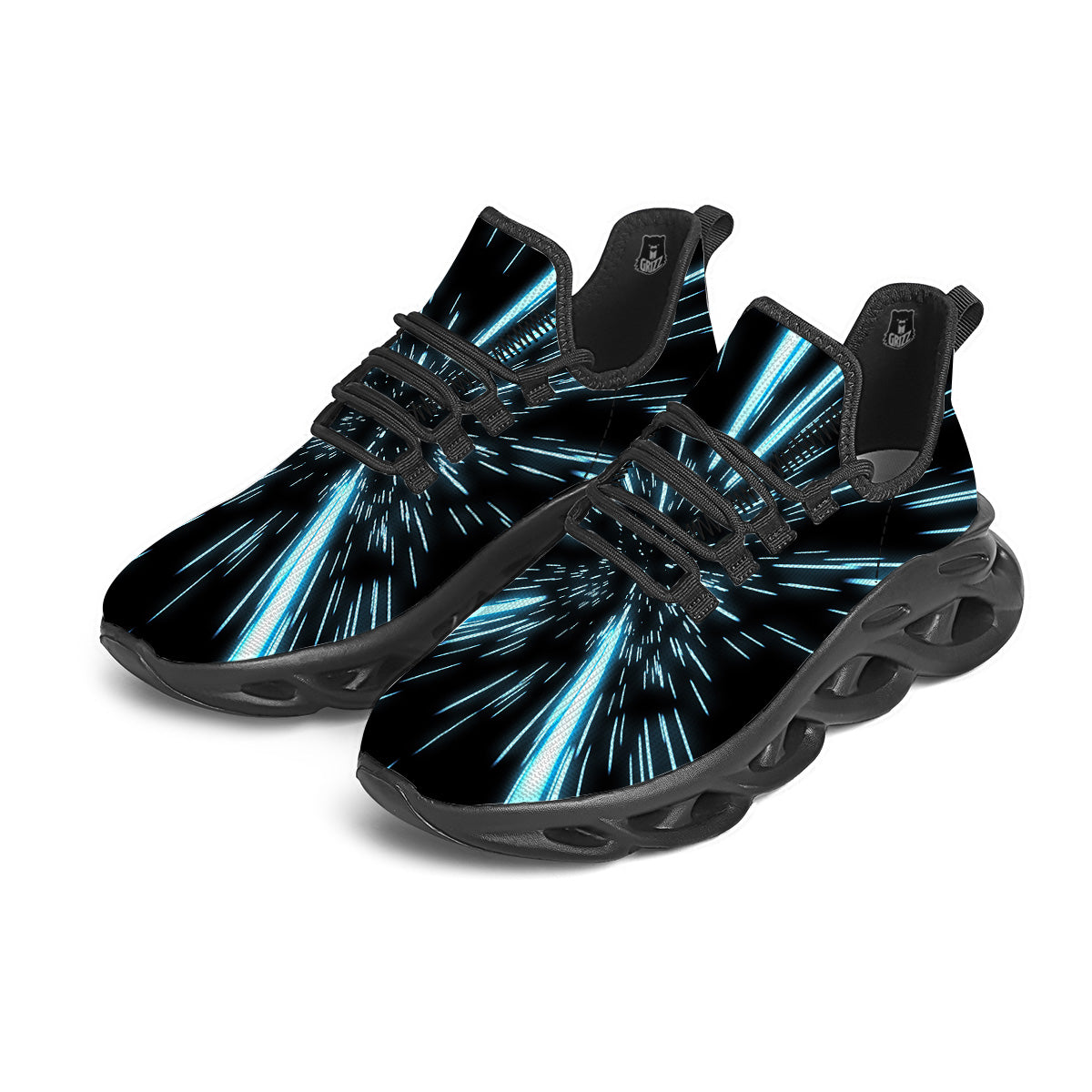 Lightspeed Blue Print Black Running Shoes-grizzshop