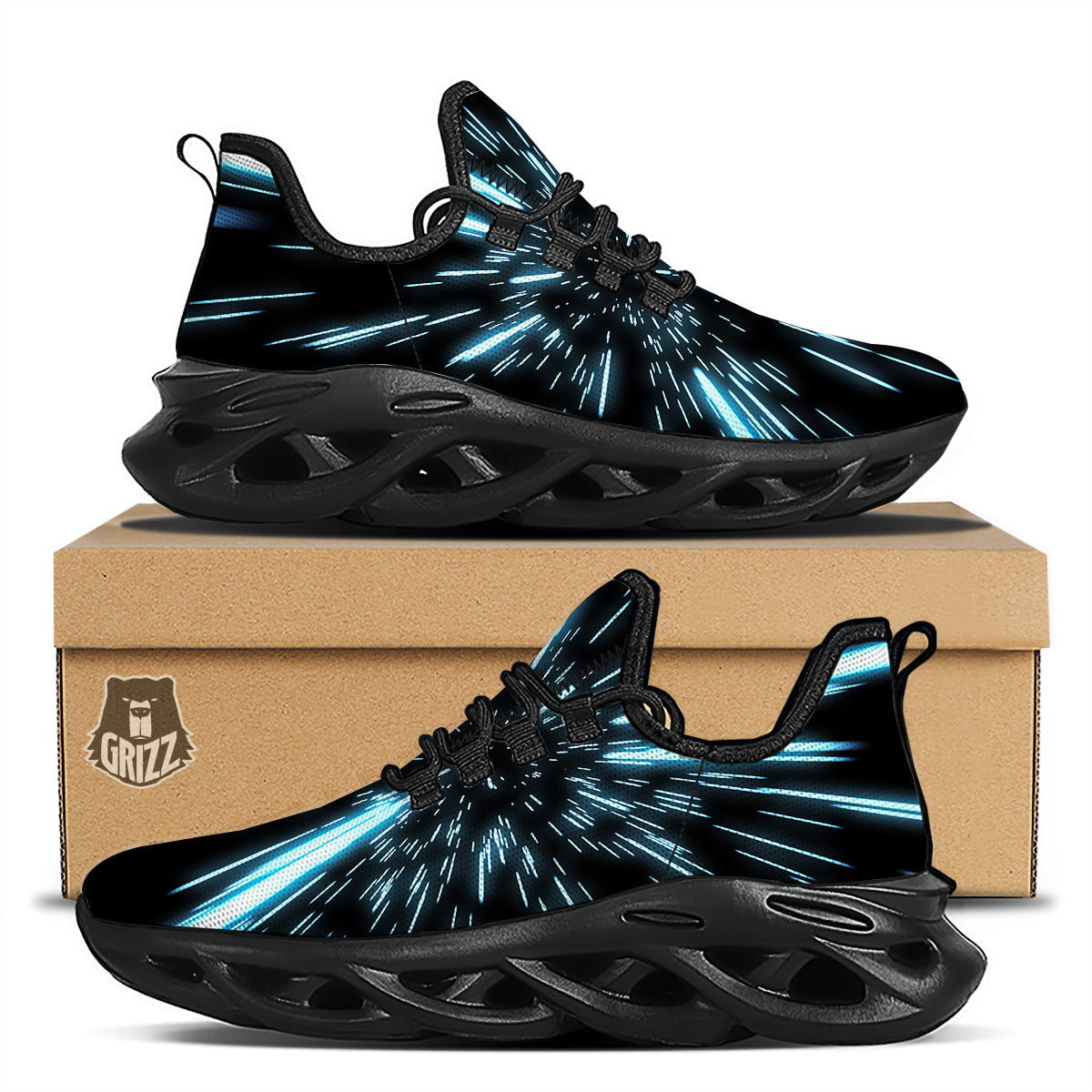 Lightspeed Blue Print Black Running Shoes-grizzshop