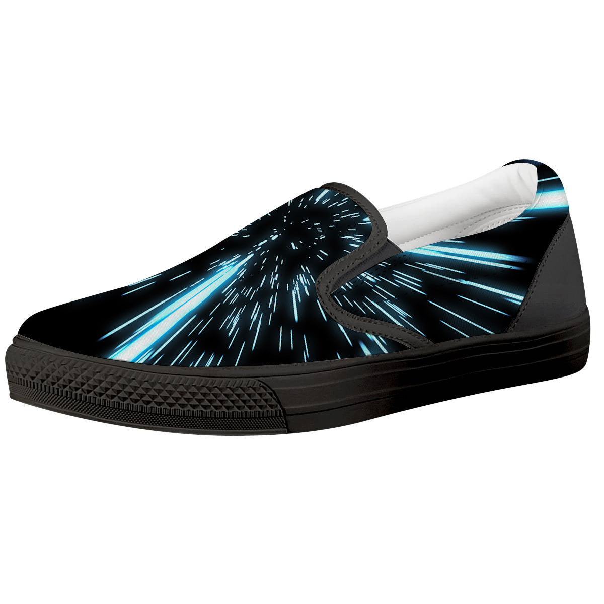 Lightspeed Blue Print Black Slip On Shoes-grizzshop