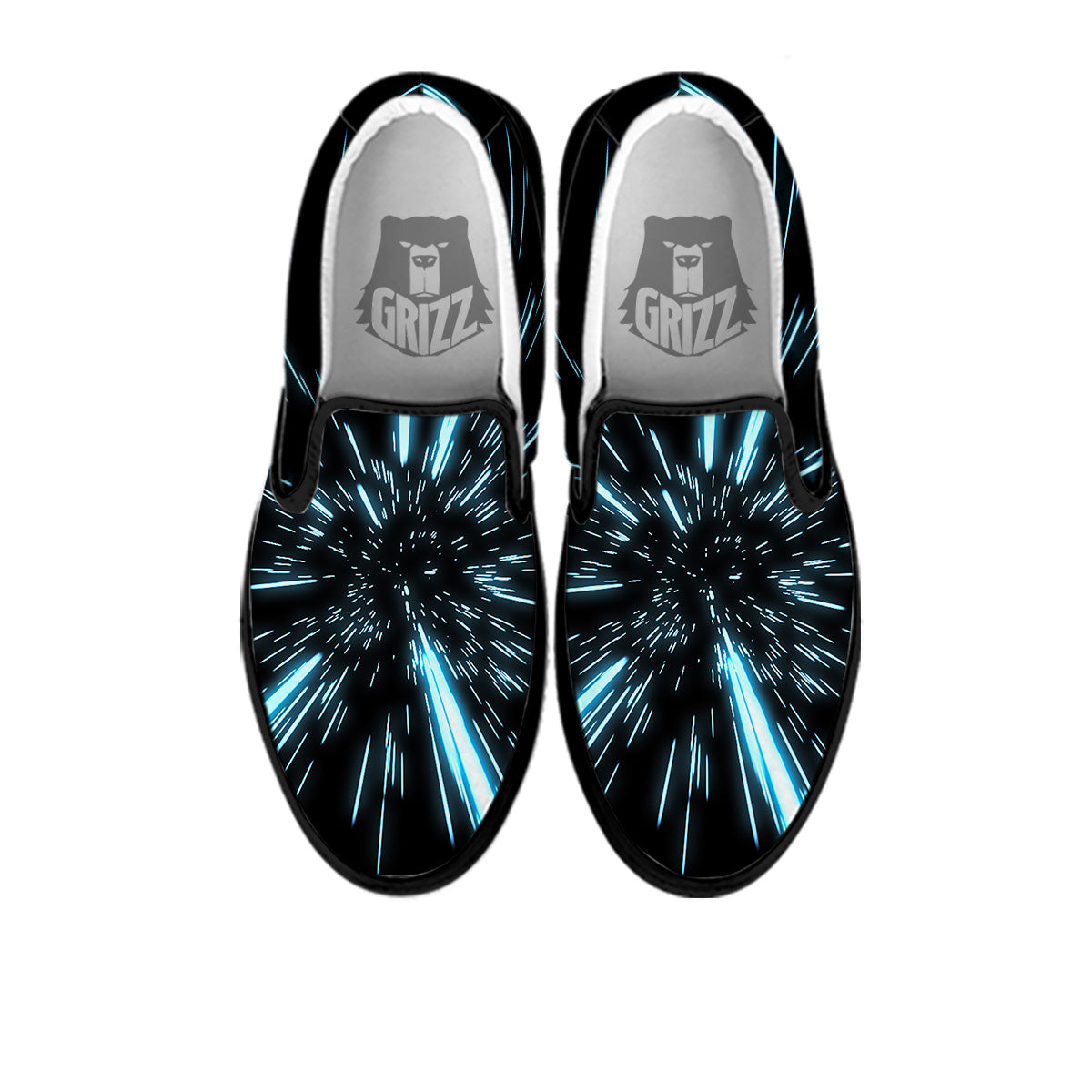 Lightspeed Blue Print Black Slip On Shoes-grizzshop