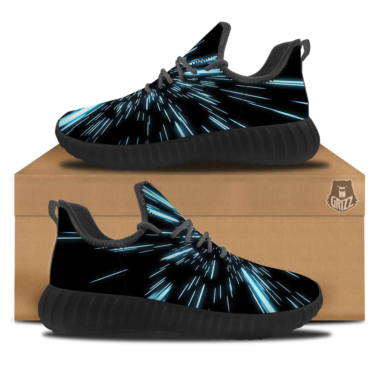 Lightspeed Blue Print Black Walking Shoes-grizzshop