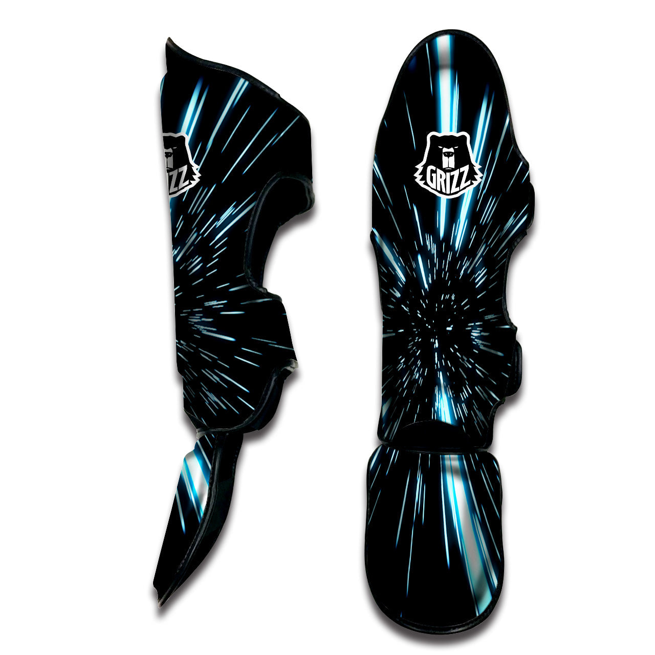 Lightspeed Blue Print Muay Thai Shin Guards-grizzshop
